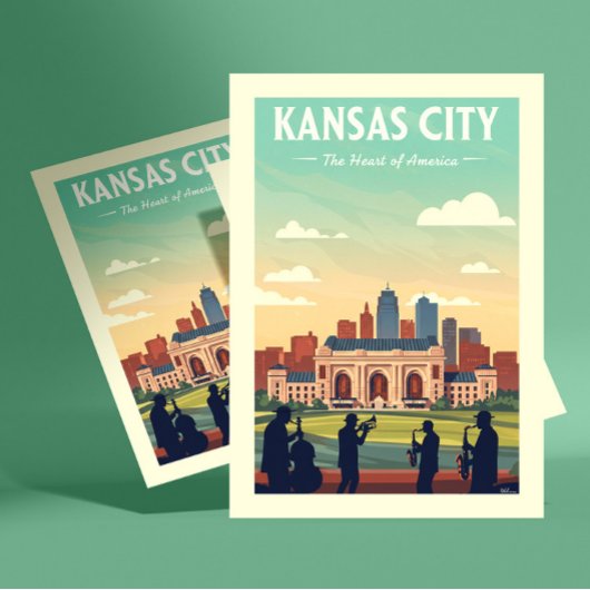 Antieke Kansas City Briefkaart