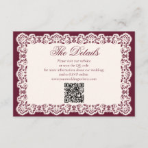 Antieke kant burgundy trouwwebsite QR-code