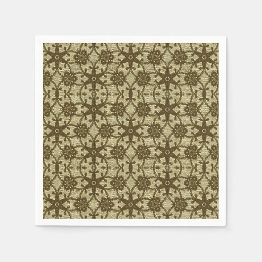 Antieke kant - chocolade en beige servetten (Voorkant)