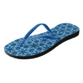 Antieke kant - saffier en lichtblauw teenslippers (Schuin)