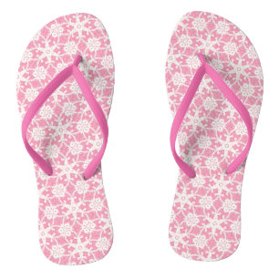 Antieke kant - wit en roze rood teenslippers