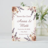 Antieke Kanten en Geperste Botanische Save the Dat Date (Staand voorkant)
