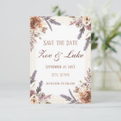 Antieke Kanten en Geperste Botanische Save the Dat Date (Staand voorkant)