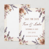 Antieke Kanten en Geperste Botanische Save the Dat Date (Voorkant / Achterkant)