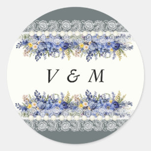 Antieke Kanten En Parels Bloem Bruiloft Sticker