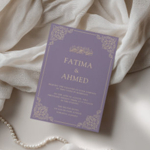 Antieke Kanten Gouden Lilac Lavendel Moslim Bruilo Kaart