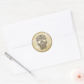 Antieke Kanten Schedel en Botten Rand Sticker (Envelop)