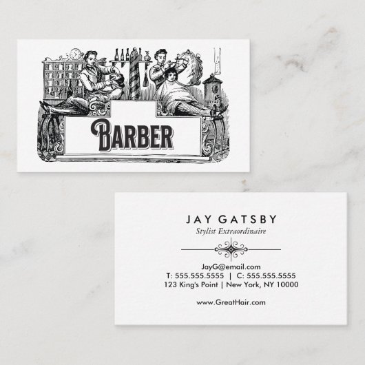 Antieke Kapper / Haarstylist Visitekaartje (Voorkant / Achterkant)