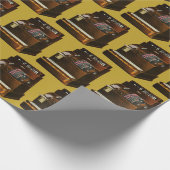 Antieke kassa, vintage detailhandelszaak cadeaupapier (Hoek)