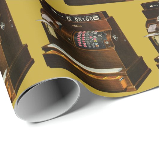 Antieke kassa, vintage detailhandelszaak cadeaupapier (Rol Hoek)