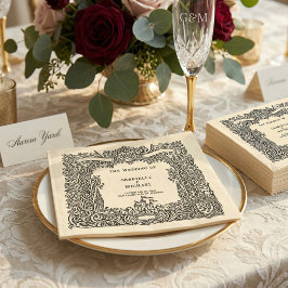 Antieke Kasteelhochzeit Papier Servet Zwart Ivoor