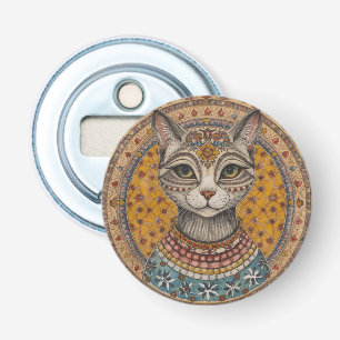 Antieke kat en motief patroon sleutelhanger button flesopener