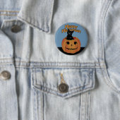 Antieke kat in Jack'o'Lantern Ronde Button 5,7 Cm (In situ)