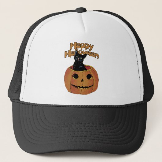 Antieke kat in Jack'o'Lantern Trucker Pet (Voorkant)