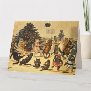 ANTIEKE KAT KERST LOUIS WAIN Wenskaart Kaart