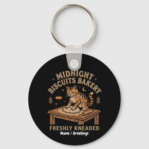 Antieke Kat Kneedt Deeg Middernacht Biscuitjes Bak Sleutelhanger