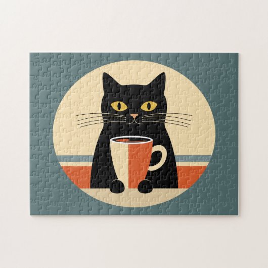 Antieke Kat & Koffie Legpuzzel (Horizontaal)