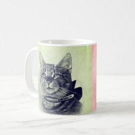 Antieke kat met halsband koffiemok