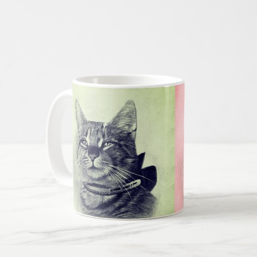 Antieke kat met halsband koffiemok (Voorkant links)