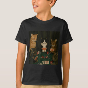 Antieke katten spelen Ker Kat Kaartspel gokken T-shirt