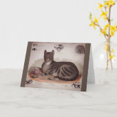 Antieke kattenkaart kaart (Gele Bloem)