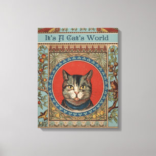 Antieke kattenleven voor Kitty Cat Klassieke Victo Canvas Afdruk