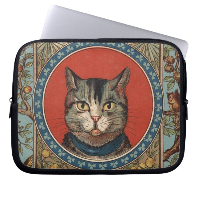 Antieke kattenleven voor Kitty Cat Klassieke Victo Laptop Sleeve (Voorkant)