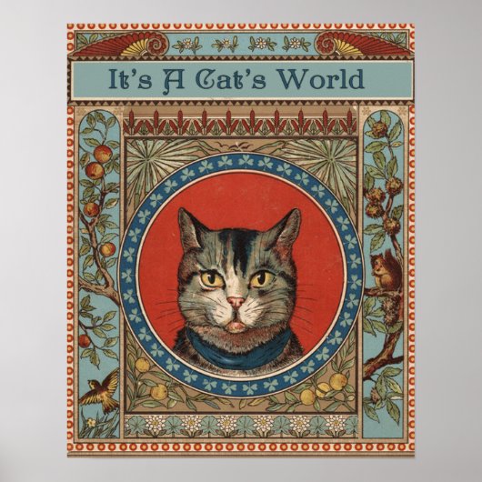 Antieke kattenleven voor Kitty Cat Klassieke Victo Poster (Voorkant)