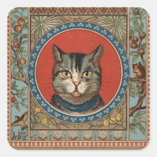 Antieke kattenleven voor Kitty Cat Klassieke Victo Vierkante Sticker