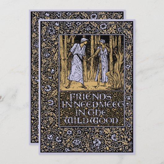 Antieke Kelmscott Bloem Bruiloft Uitnodiging (Voorkant / Achterkant)