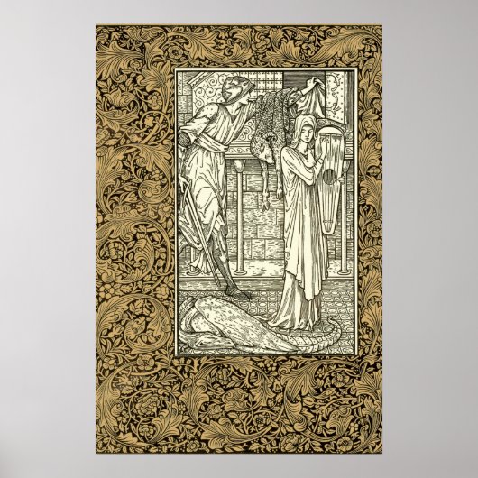 Antieke Kelmscott Press William Morris Rand Poster (Voorkant)