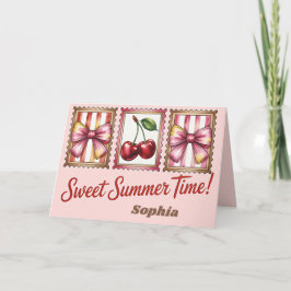 Antieke Kersen Postzegel Zoete Zomer Tijd Kaart