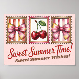 Antieke Kersen Postzegel Zoete Zomer Tijd Poster