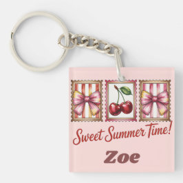 Antieke Kersen Postzegel Zoete Zomer Tijd Sleutelhanger
