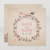 Antieke Kersenbloesem Zwaluwen Save the Date kaart (Voorkant / Achterkant)