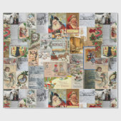 Antieke Kerst Ephemera Collage Decoupage Cadeaupapier (Vlak)