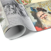 Antieke Kerst Ephemera Collage Decoupage Cadeaupapier (Rol Hoek)