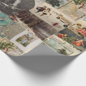 Antieke Kerst Ephemera Collage Decoupage Cadeaupapier (Hoek)