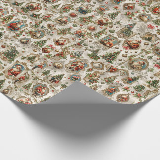 Antieke Kerst Ephemera | Retro Kerstman Vintage Cadeaupapier
