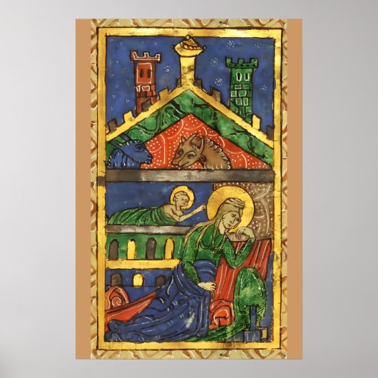 ANTIEKE KERSTSCÈNE OP PERKAMENT POSTER (Voorkant)