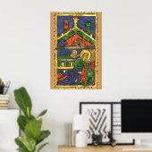 ANTIEKE KERSTSCÈNE OP PERKAMENT POSTER (Thuiskantoor)