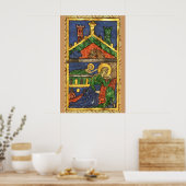 ANTIEKE KERSTSCÈNE OP PERKAMENT POSTER (Keuken)