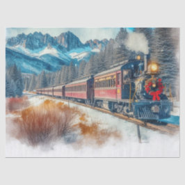 Antieke Kersttrein Ambacht met Waterverf Tissuepapier