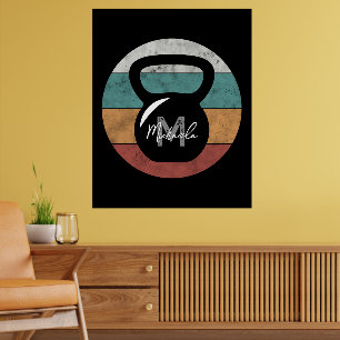 Antieke kettlebell met op maat gemaakt monogram na poster