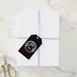 Antieke kettlebell met op maat gemaakte monogram n cadeaulabel