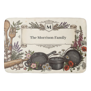 Antieke Keukenaccessoires en Banner met Familienaa Badmat