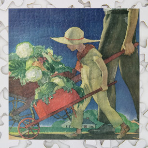 Antieke kind, biologisch tuinieren; Oorlogstuin Legpuzzel
