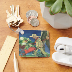 Antieke kind, biologisch tuinieren; Victory garden Sleutelhanger