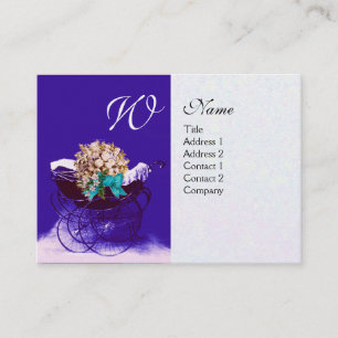 ANTIEKE KINDERWAGEN MET BLOEMEN BABYSHOWER,parel p Visitekaartje
