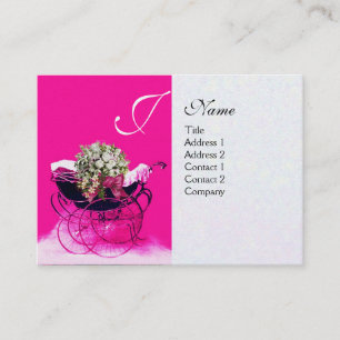 ANTIEKE KINDERWAGEN MET BLOEMEN BABYSHOWER,parel p Visitekaartje